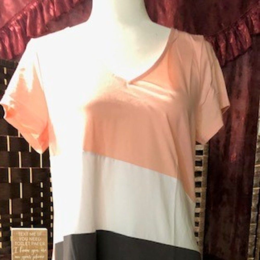 NWT Casual Color Block V-Neck Knee-Lgth A-line Dress